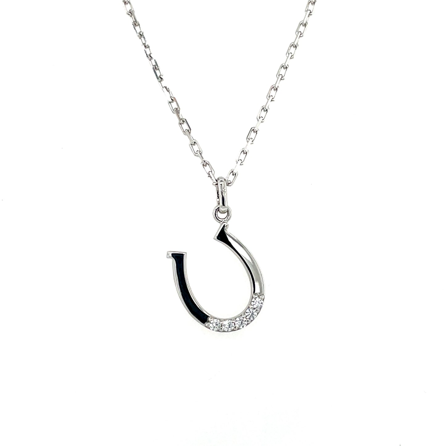 Sterling Silver CZ Lucky Horseshoe Pendant SP5273