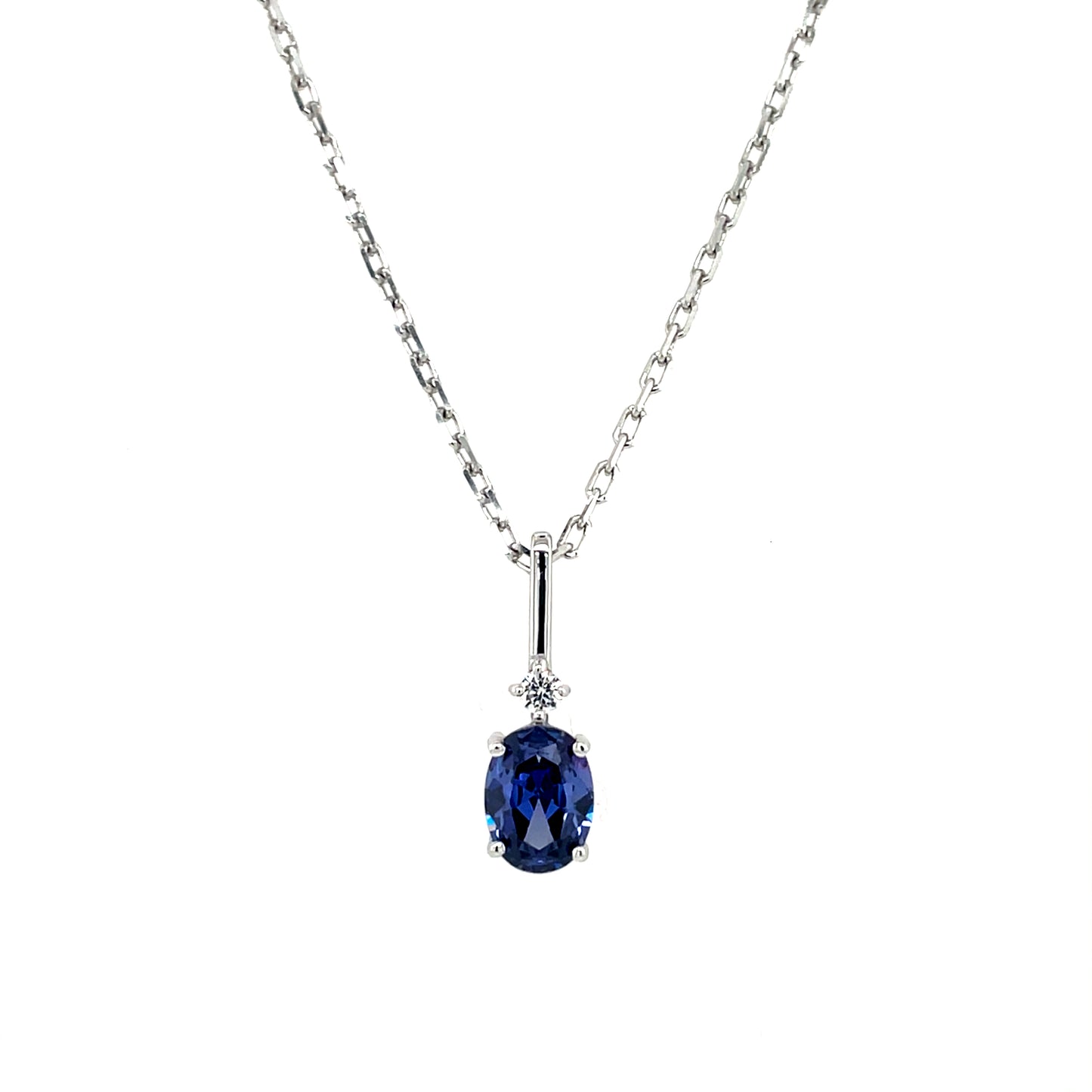 Sterling Silver Tanzanite CZ Oval Pendant SP5422/TZ