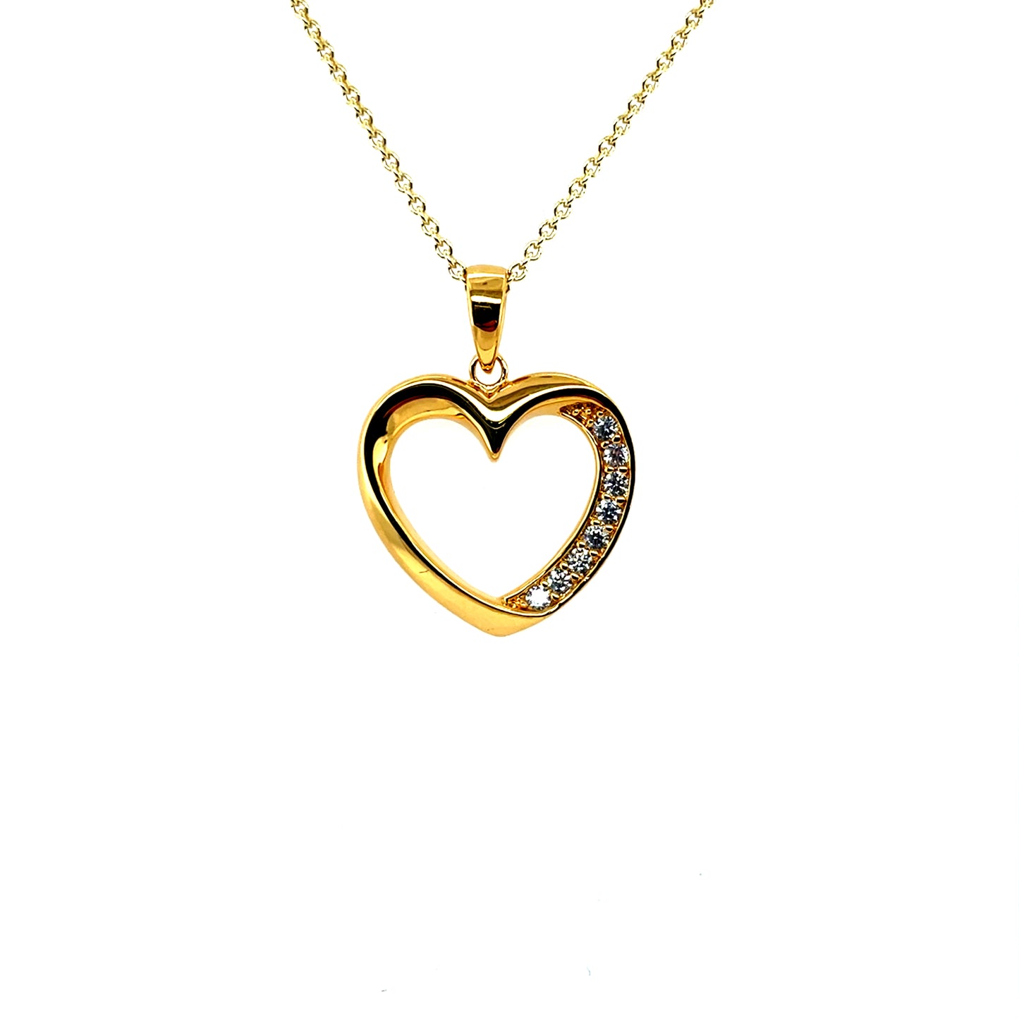 Gold-plated Silver CZ Heart Pendant SP5570