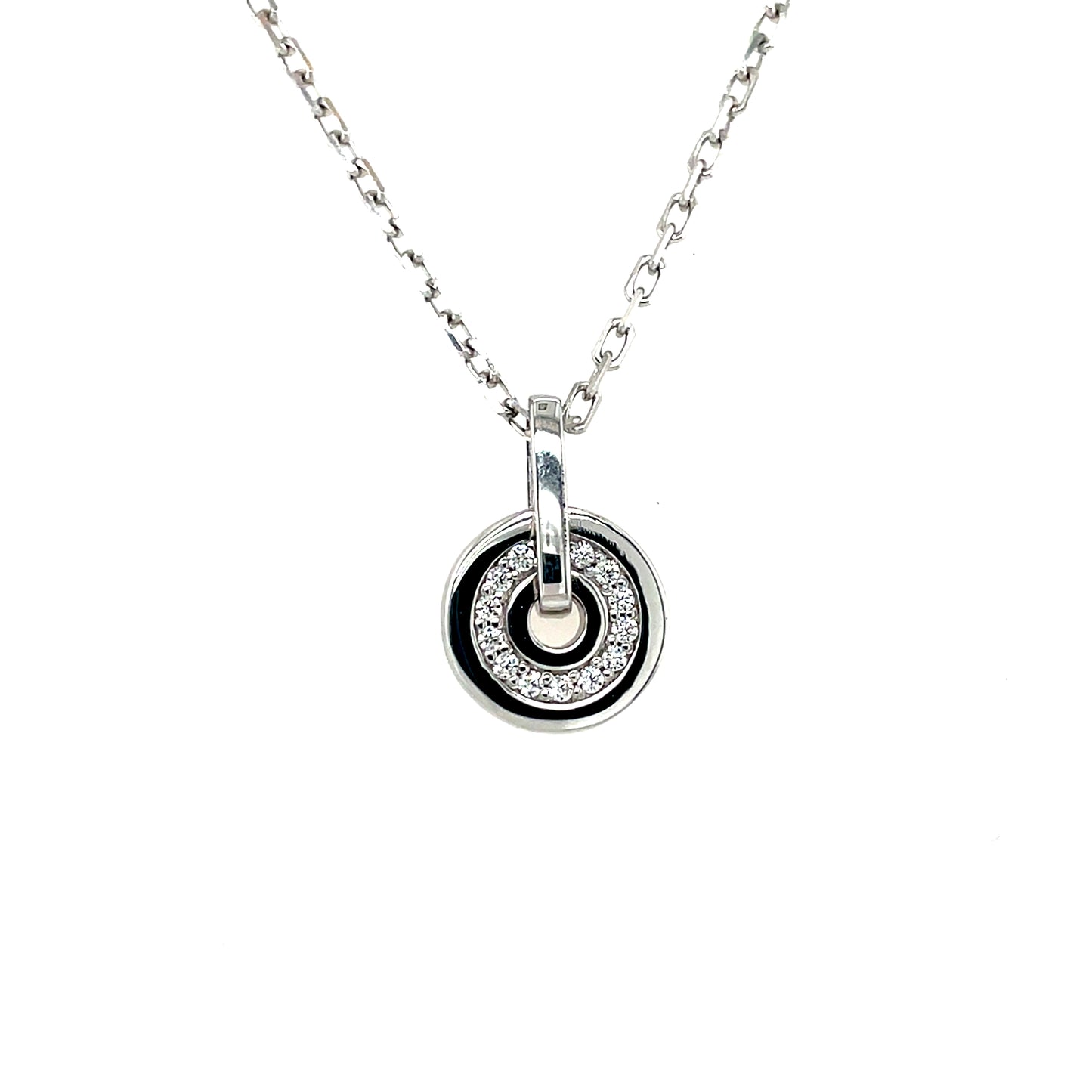 Sterling Silver CZ Donut Pendant SP5664