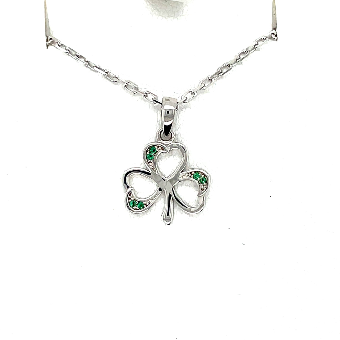 Sterling Silver Green CZ Shamrock Pendant SP580/AG