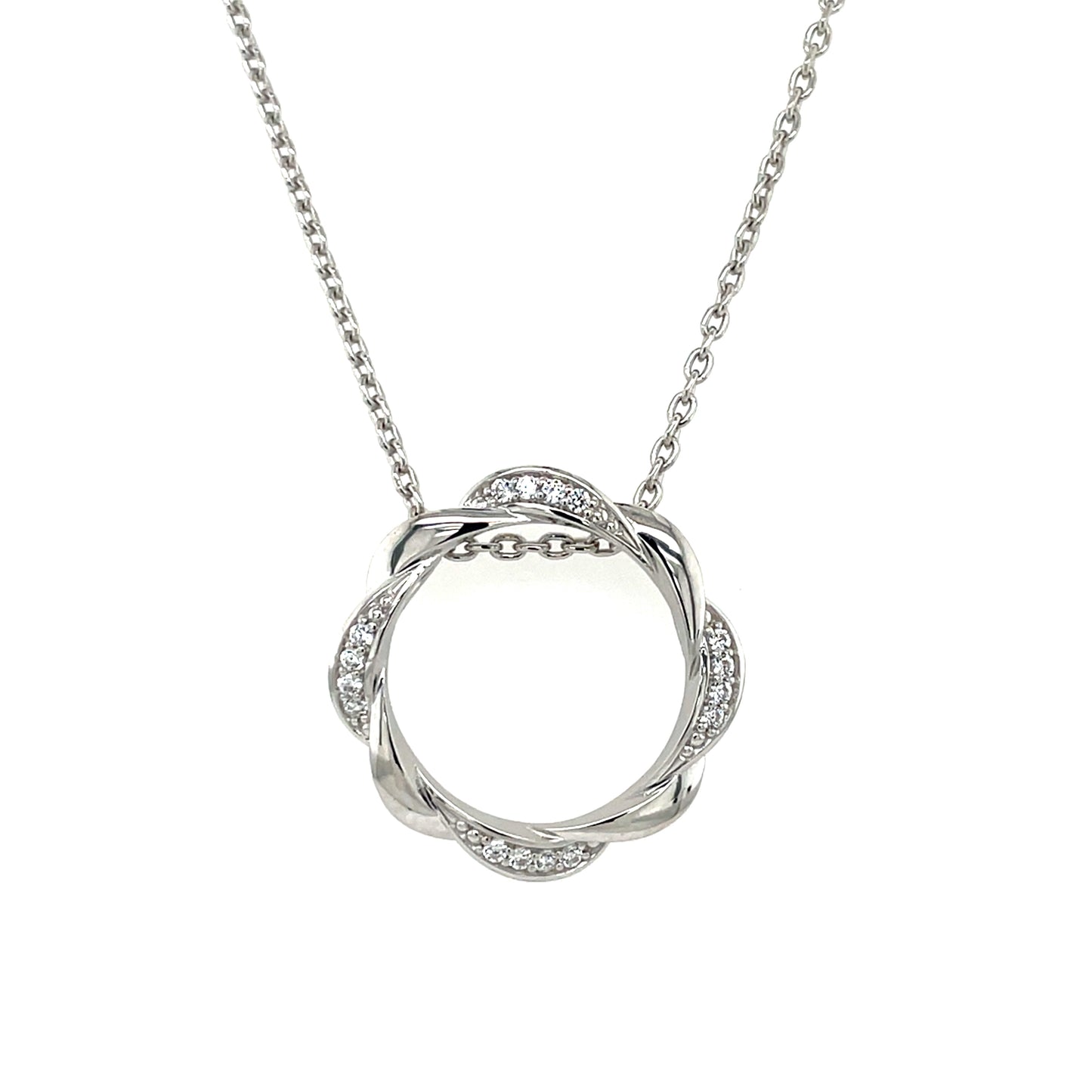 Sterling Silver CZ Twisted Circle Pendant SP5928