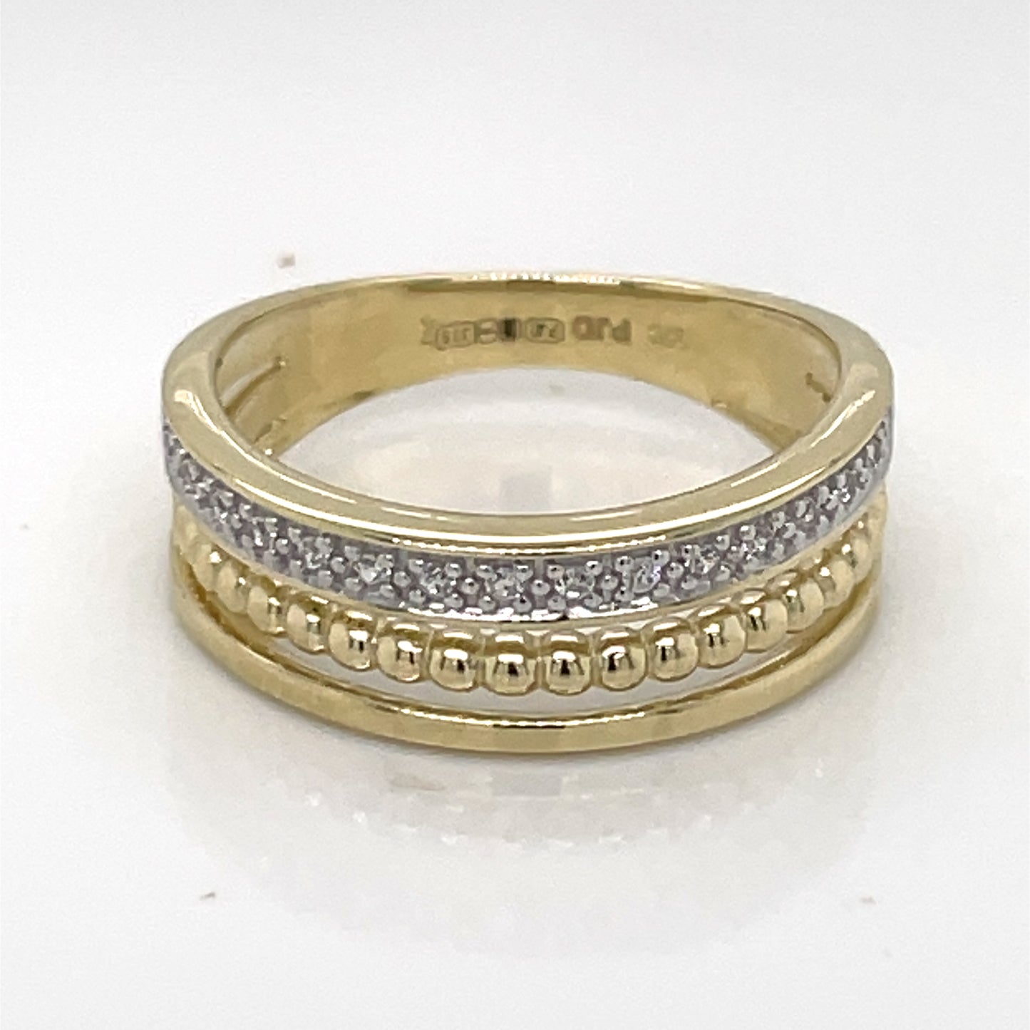 9ct Gold CZ Triple Band Ring GRZ331
