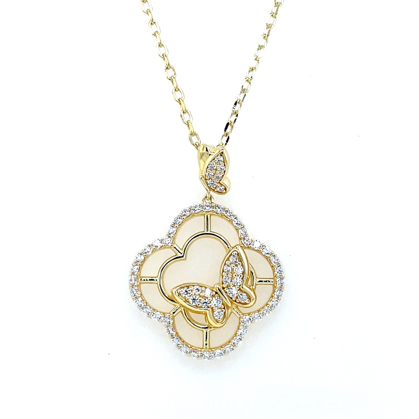 Sterling Silver Gold-plated CZ Butterfly Pendant SP5938