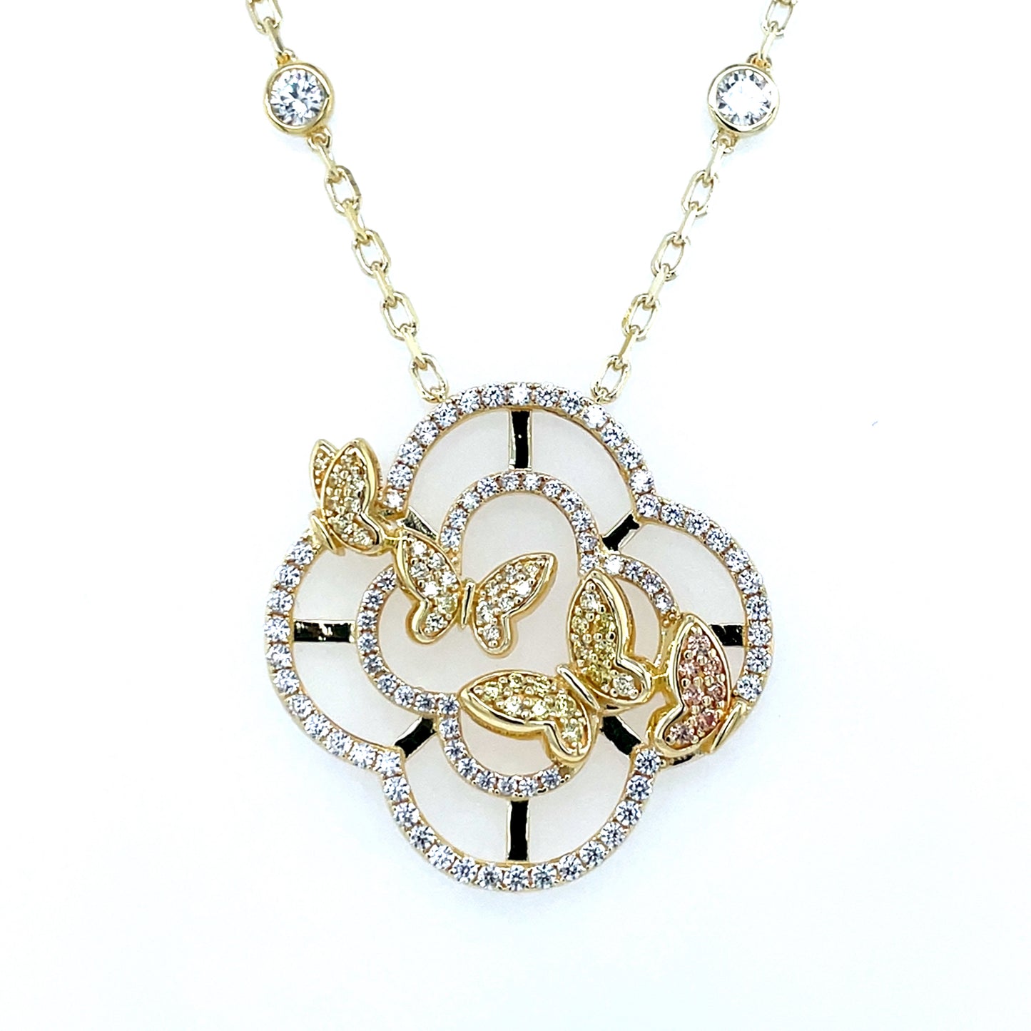 Sterling Silver Gold-plated CZ Butterfly Pendant SP5939