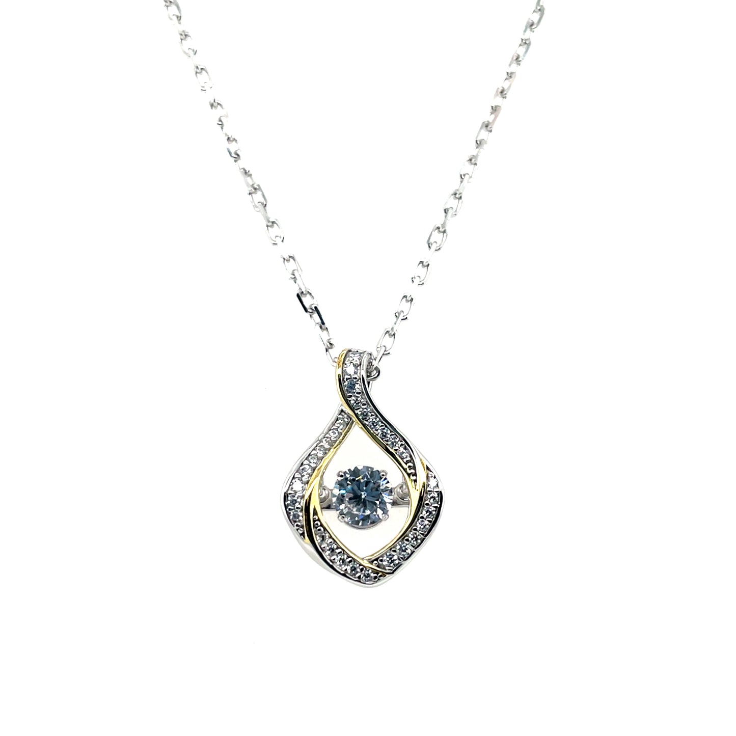 Sterling Silver Dancing CZ Twist Pendant SP5947