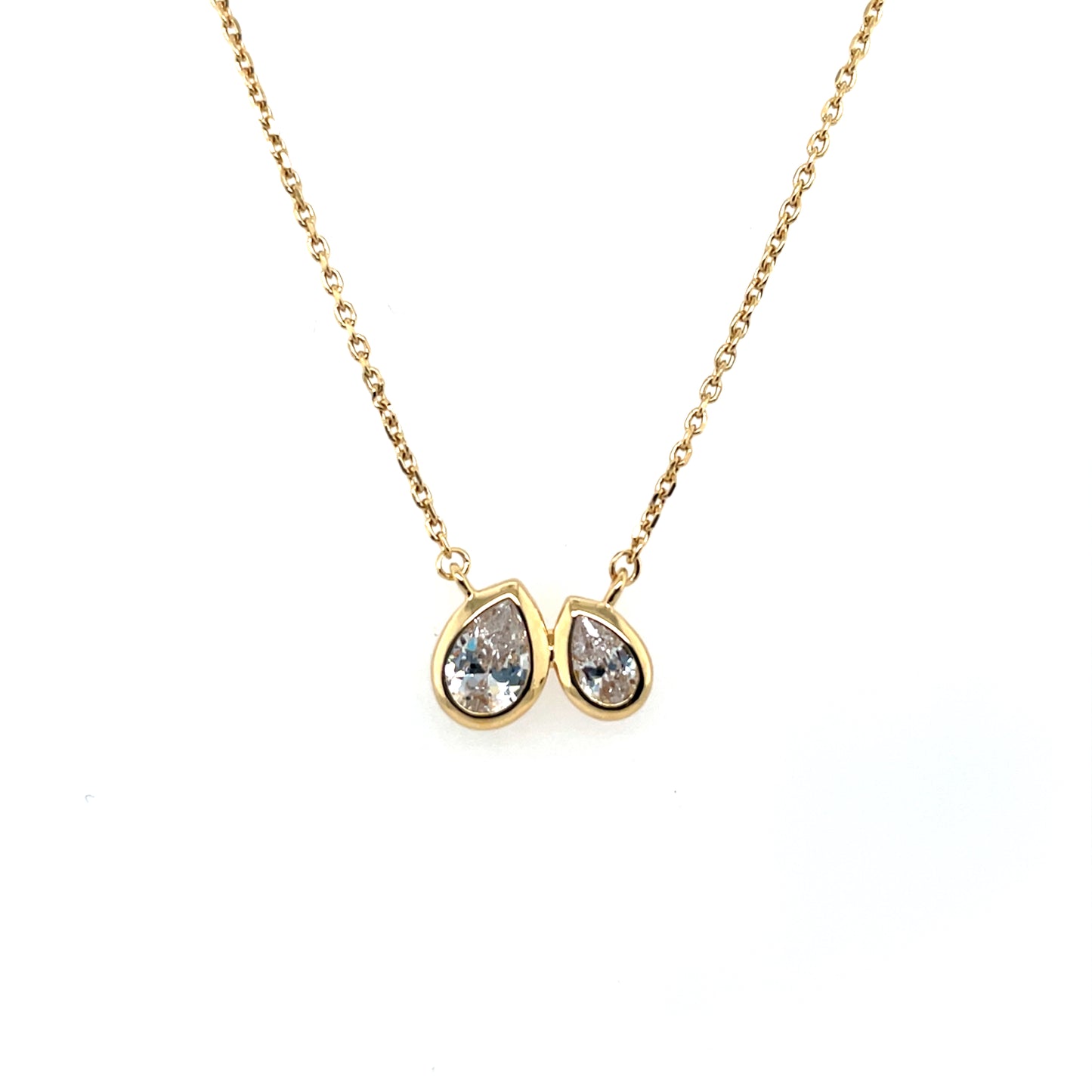 Silver Gold-plated CZ Double Teardrop Necklace SP5971/G