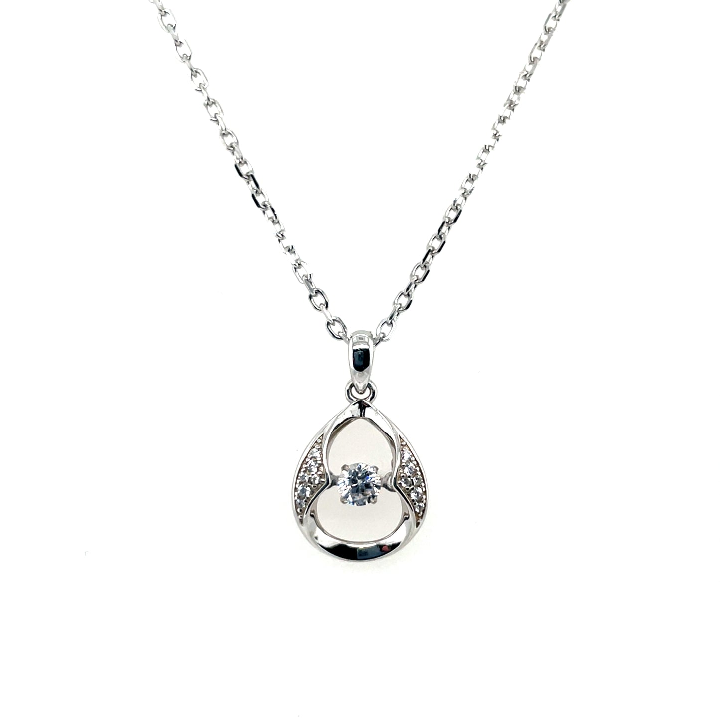 Sterling Silver Dancing CZ Teardrop Pendant SP5987