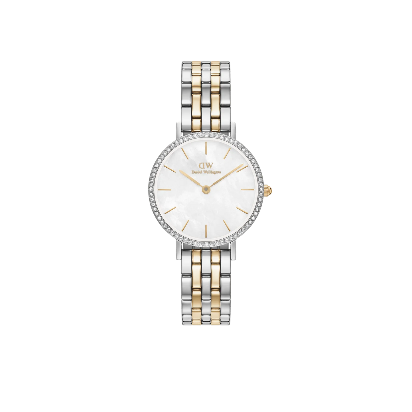 Daniel Wellington Petite Lumine Bezel 5-Link Two-Tone MOP Silver DW00100665