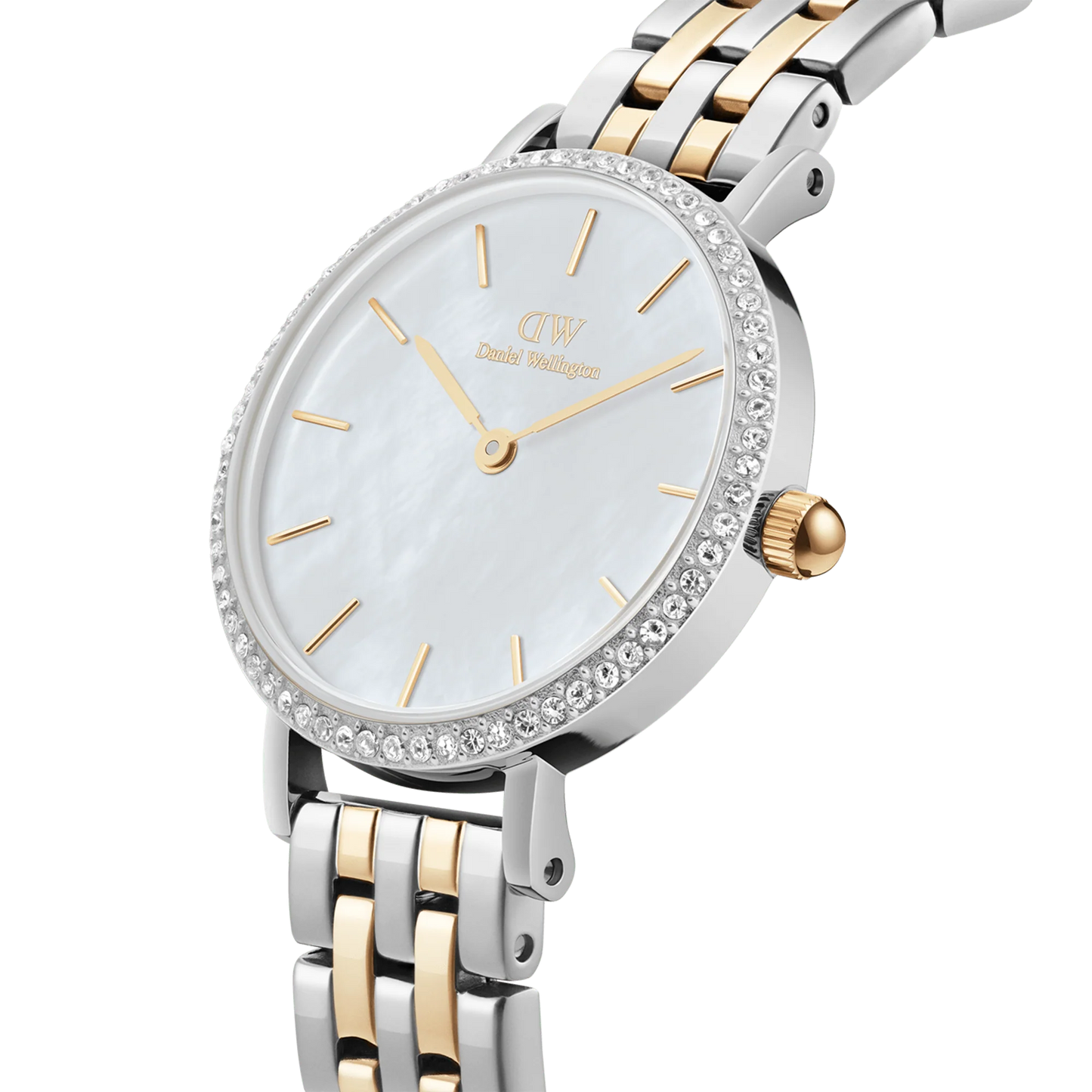 Daniel Wellington Petite Lumine Bezel 5-Link Two-Tone MOP Silver DW00100665