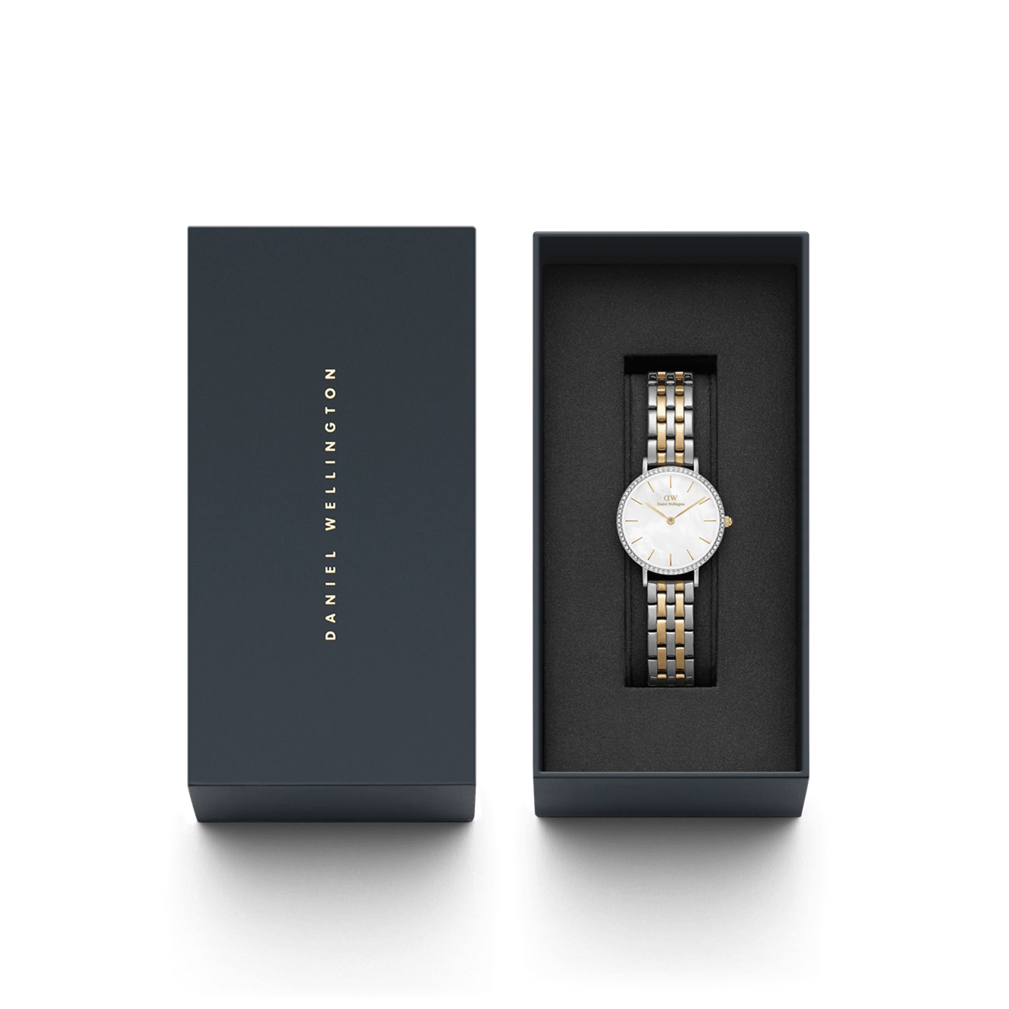 Daniel Wellington Petite Lumine Bezel 5-Link Two-Tone MOP Silver DW00100665