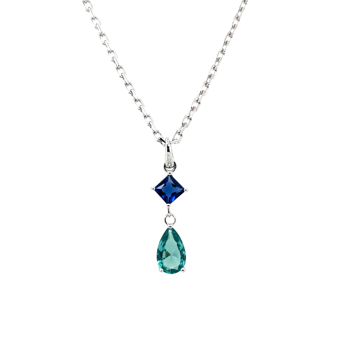 Sterling Silver Blue & Teal CZ Pendant SP6778
