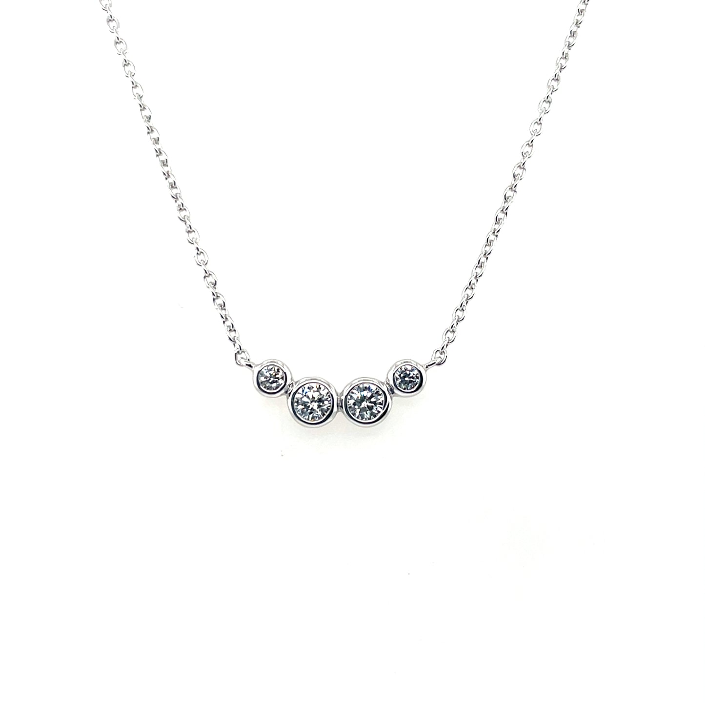 Sterling Silver CZ Crescent Necklace SP6782