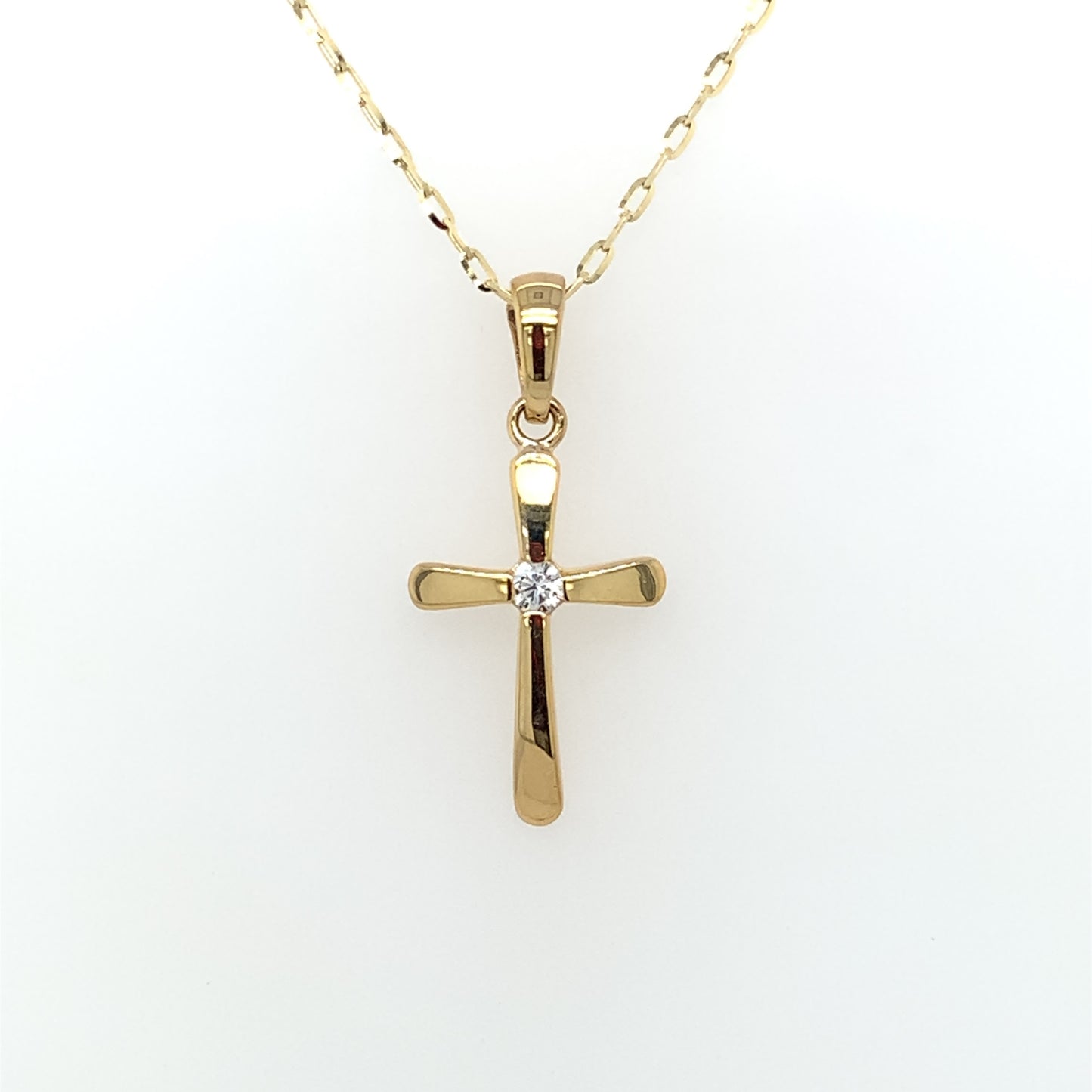 9ct Yellow Gold Small CZ Cross GPZ435