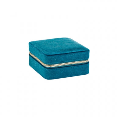 Square duck blue jewellery box in man-made velvet 718004