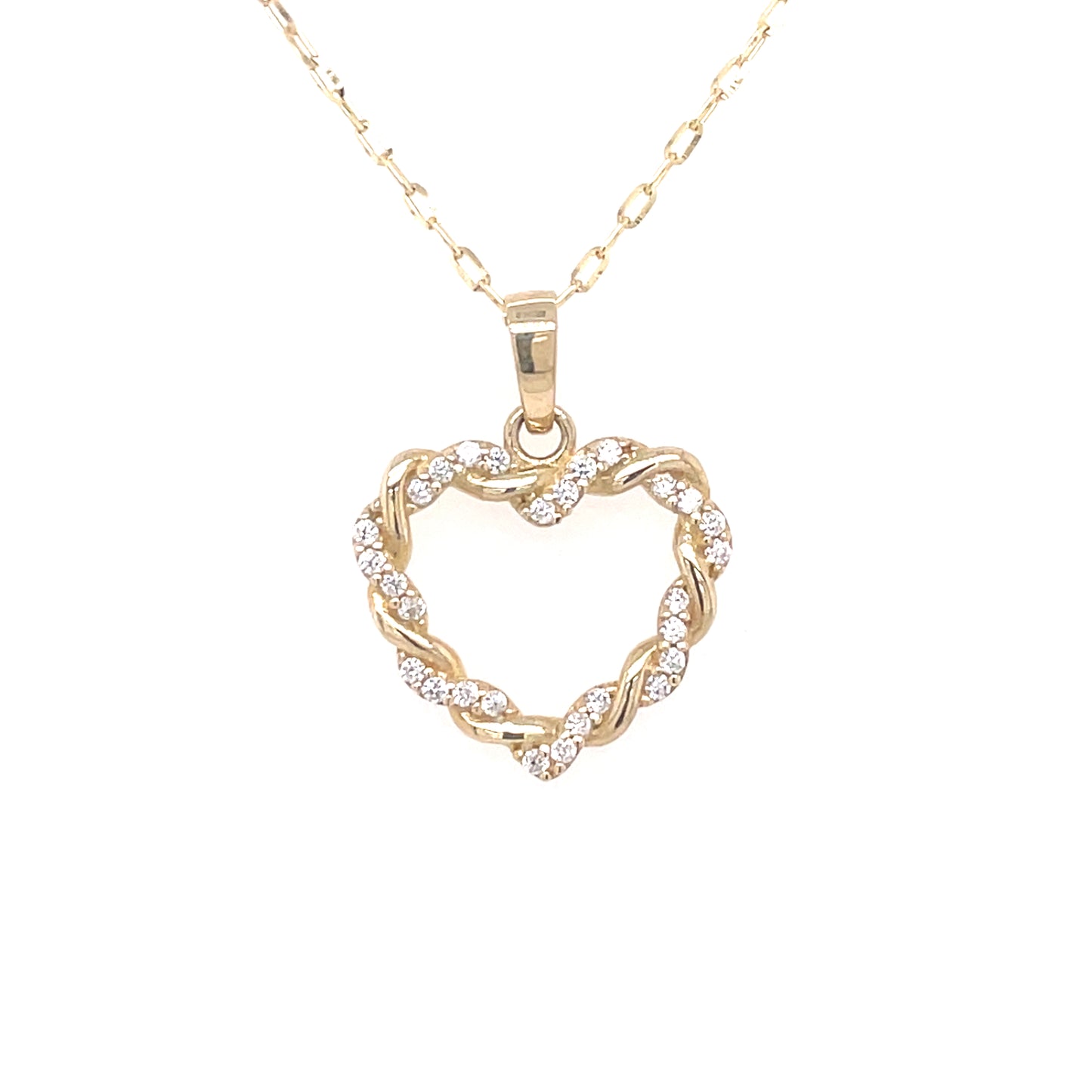9ct Gold CZ Entwined Heart Pendant GPZ416