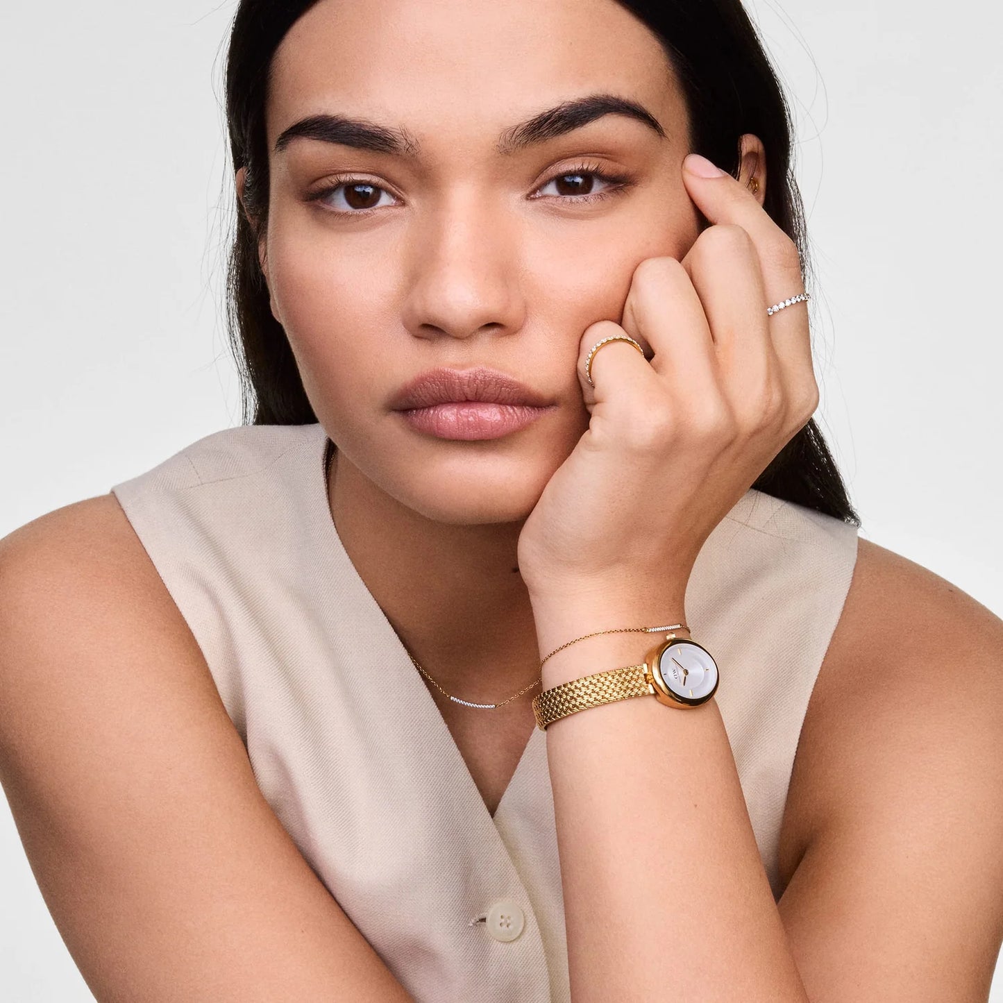 Daniel Wellington Juliette Braided Mesh White Sunray Gold DW00100882