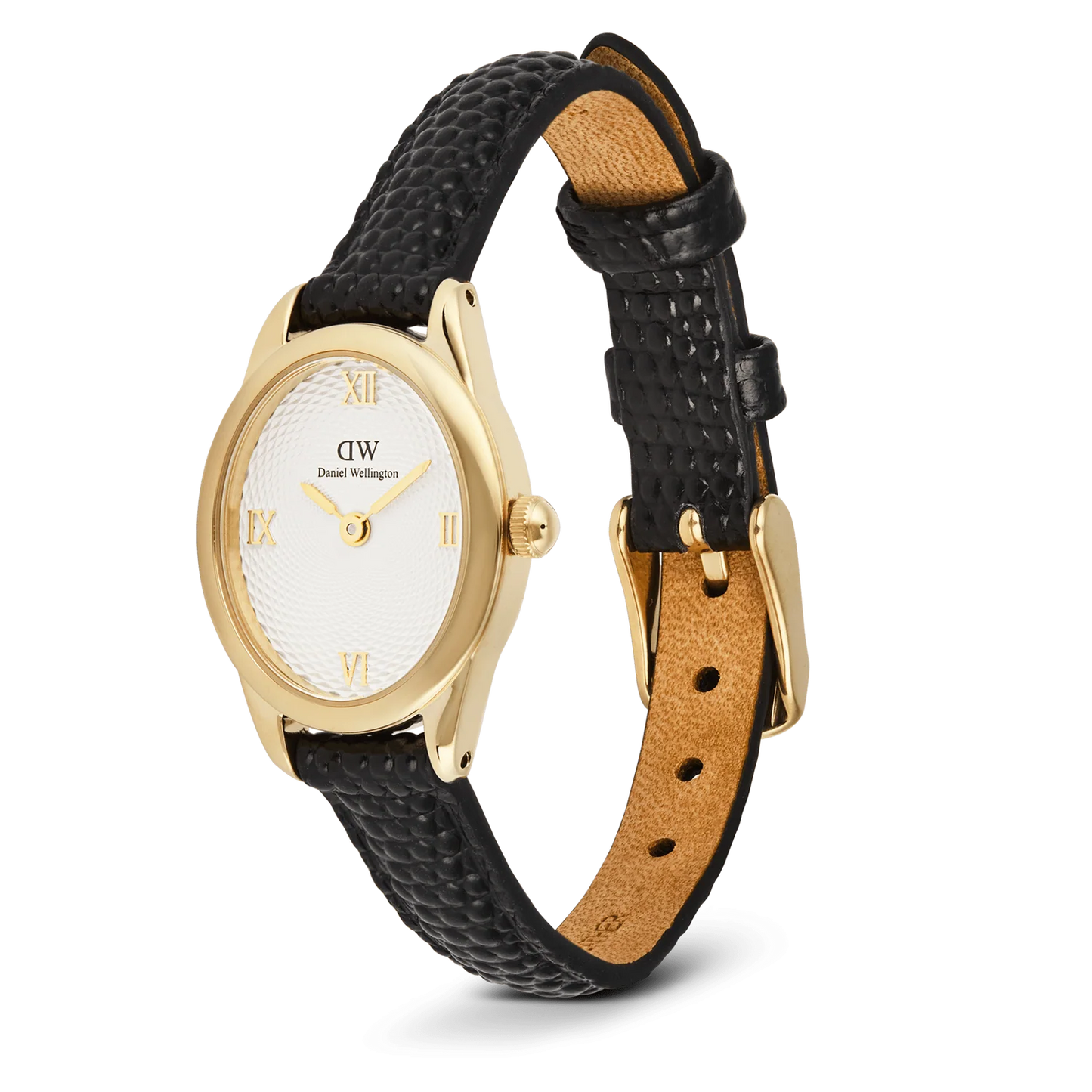 Daniel Wellington Ophelia Mini Black Lizard White Guilloché Gold DW00100890