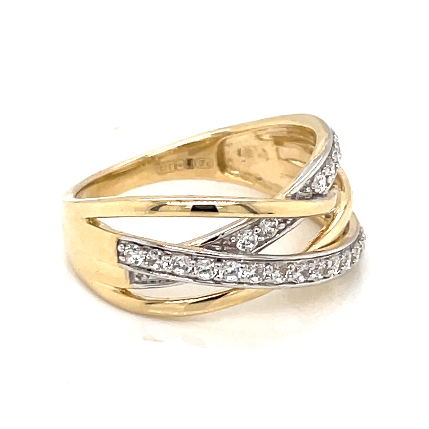 9ct Gold CZ Crossover Band Ring GRZ330