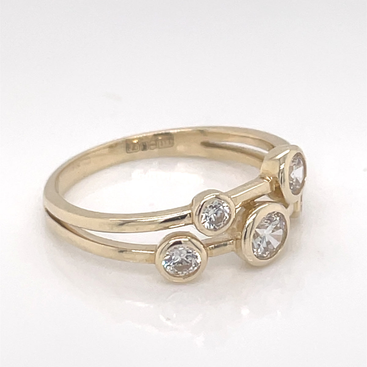 9ct Gold CZ Bubbles 2-Row Ring GRZ408