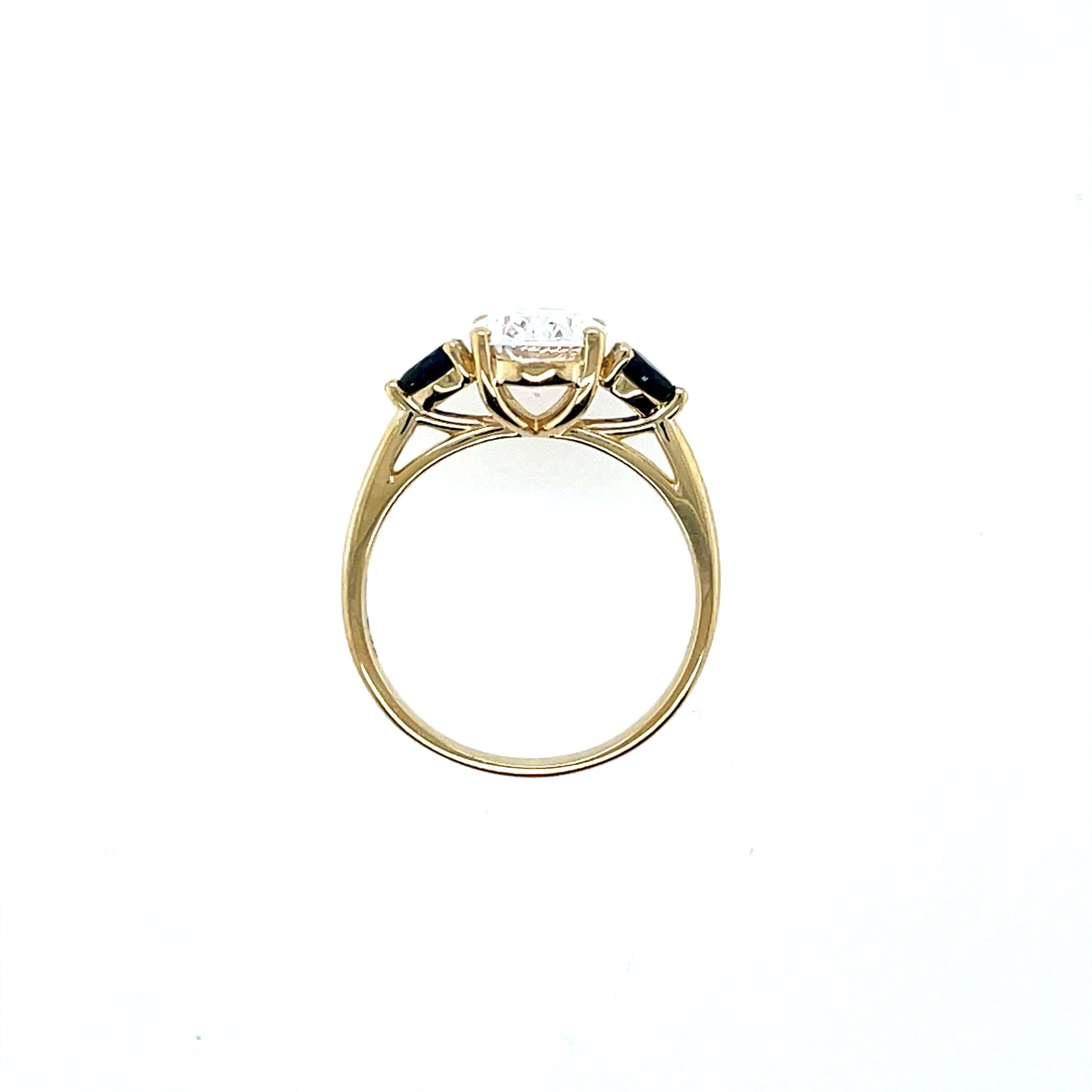 9ct Gold Created Sapphire & CZ Ring GRS279
