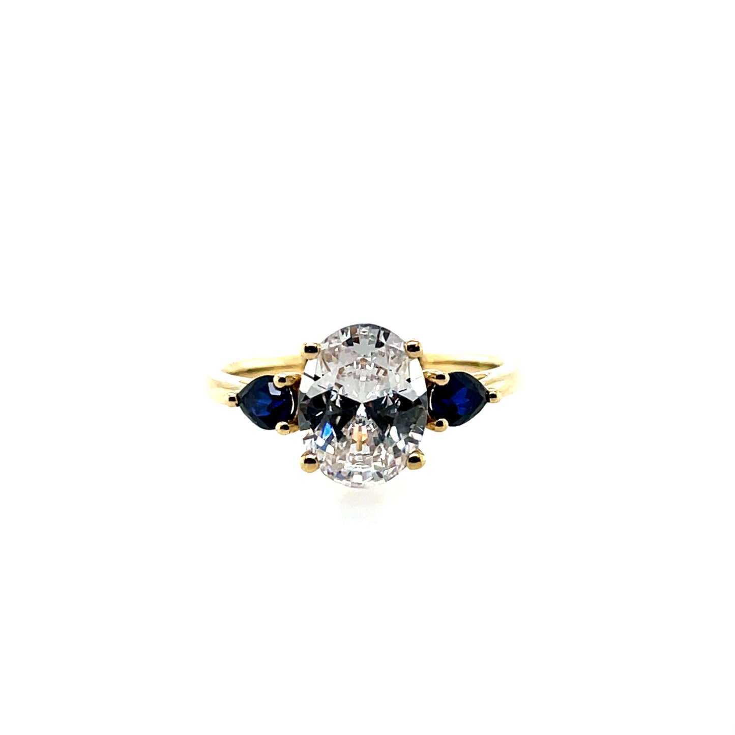 9ct Gold Created Sapphire & CZ Ring GRS279