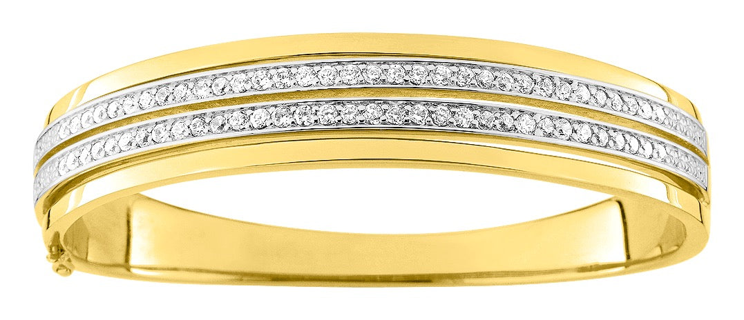 Bijoux D'Or 18ct Gold-Plated 13mm CZ Bangle BSBE96Z