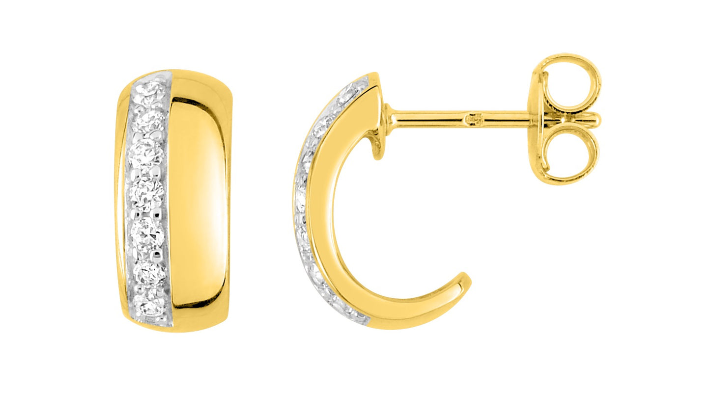 Bijoux D'Or 18ct Gold-Plated CZ Half-hoop Earrings BSWI54Z