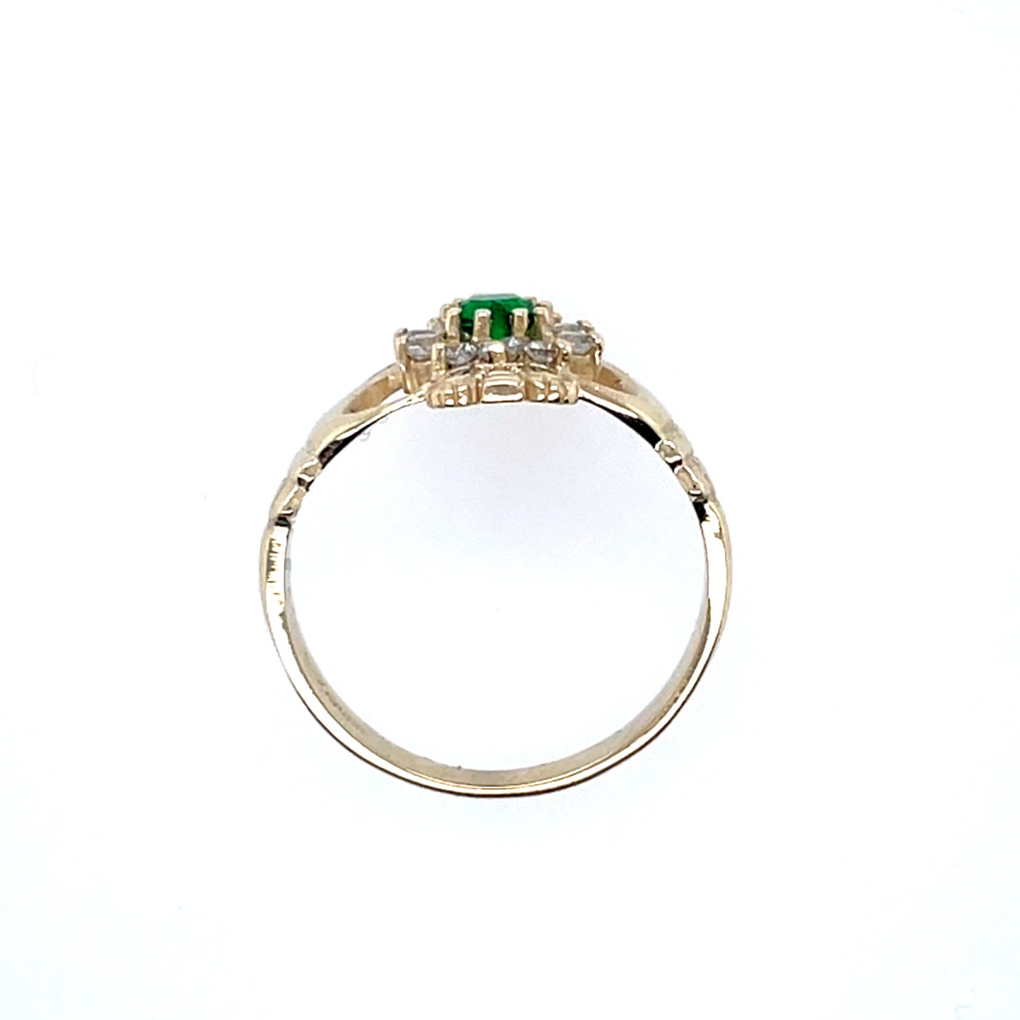 9ct Gold Green CZ Cluster Claddagh Ring GR499