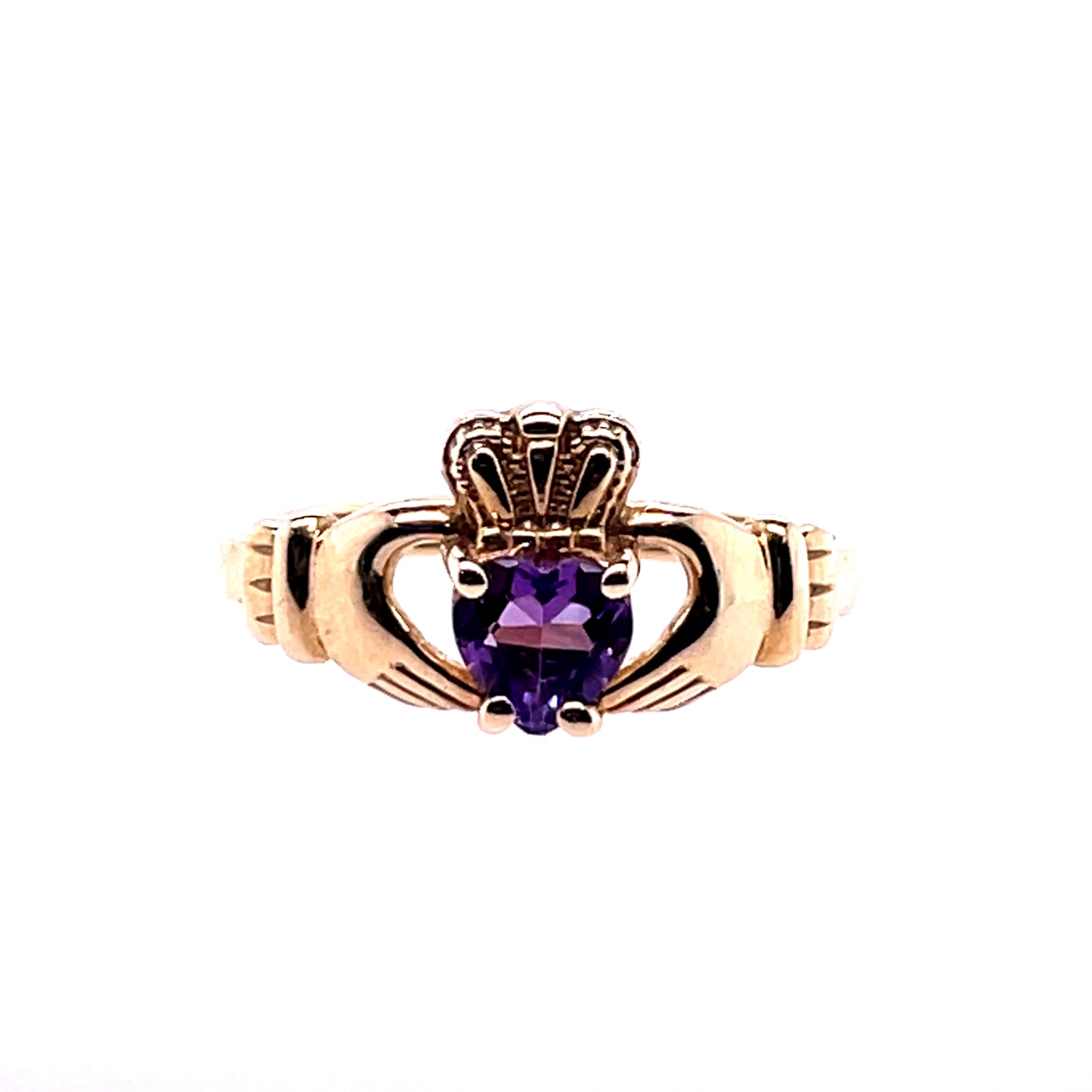 9ct Gold Amethyst Claddagh Ring GR283