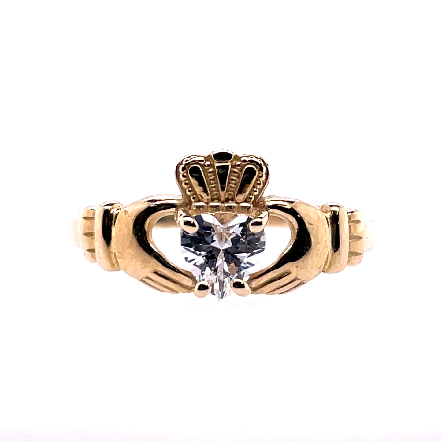 9ct Gold CZ Claddagh Ring GR452