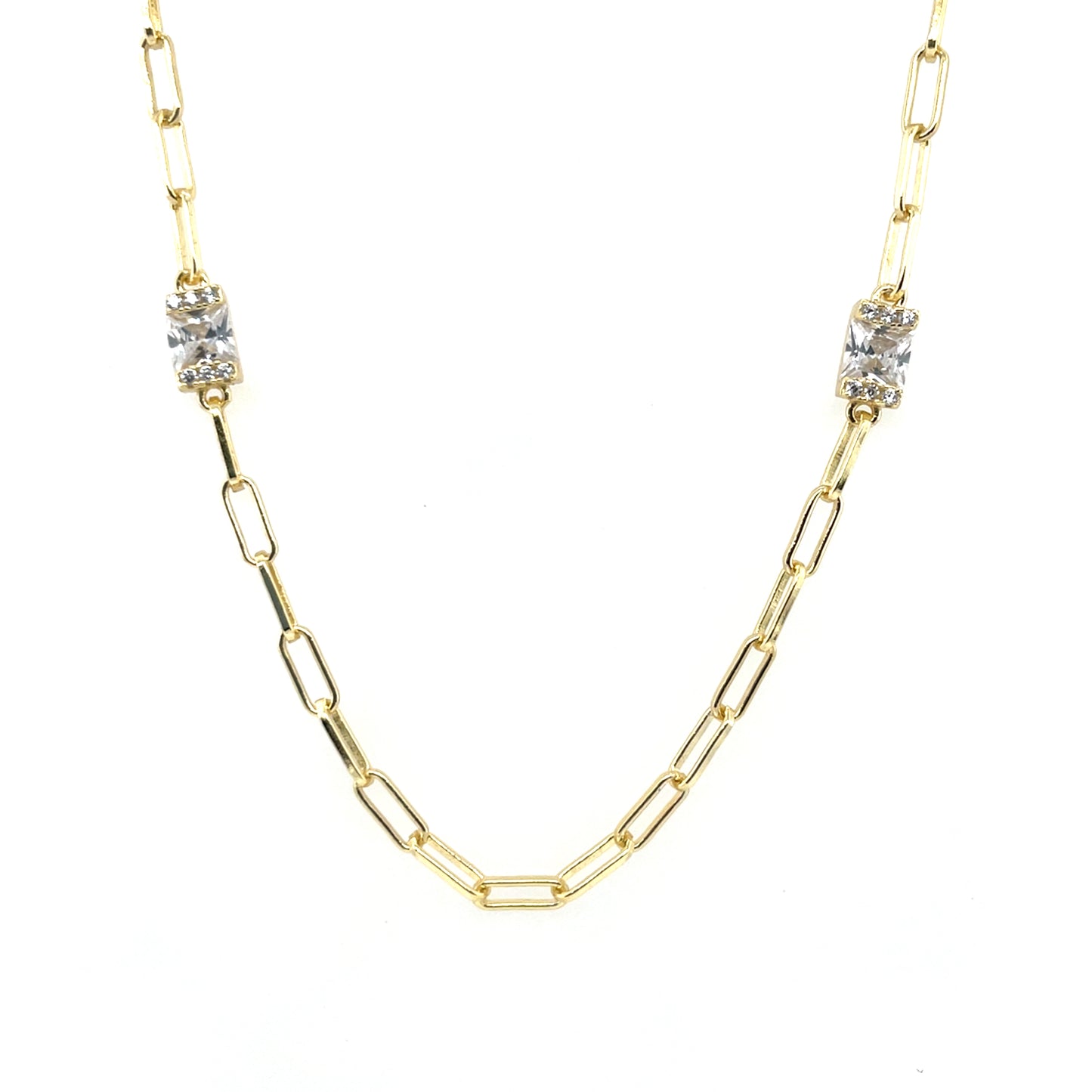Silver Gold-plated CZ Necklace CSN968