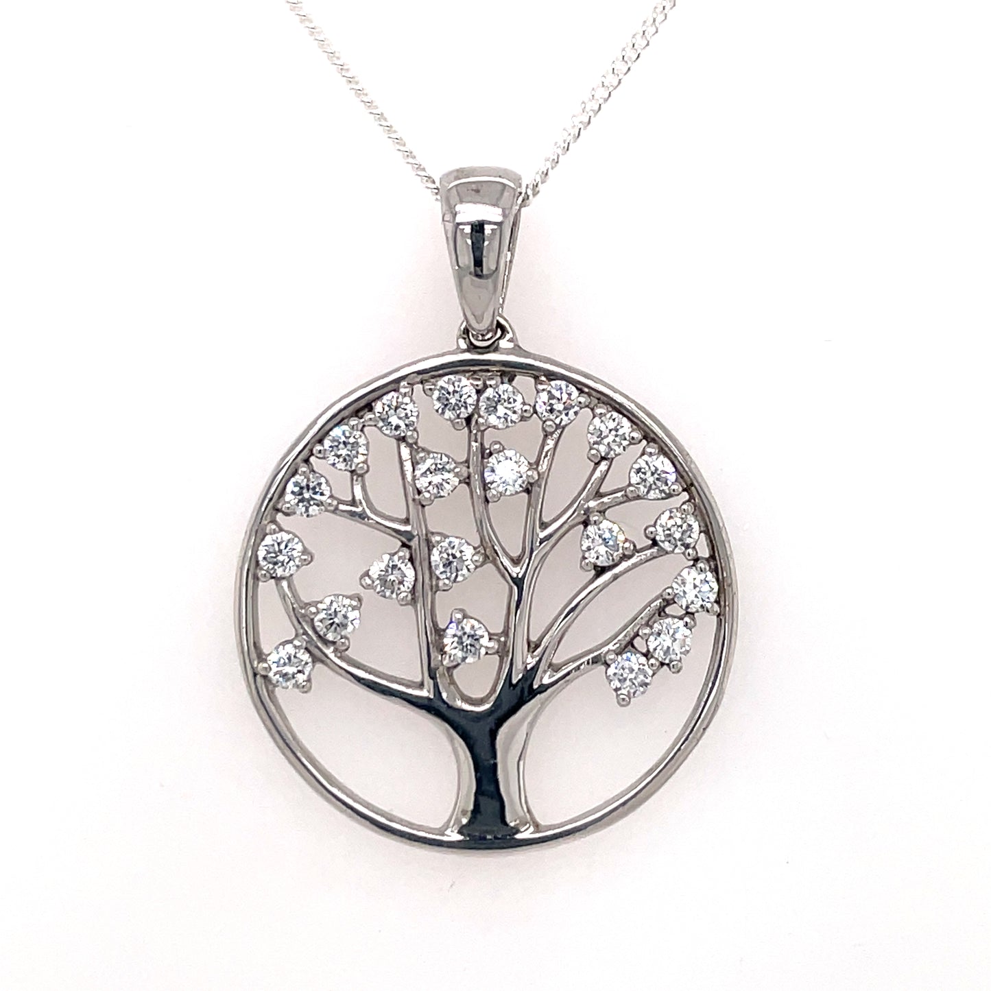 Sterling Silver CZ Tree Of Life Pendant CSP741