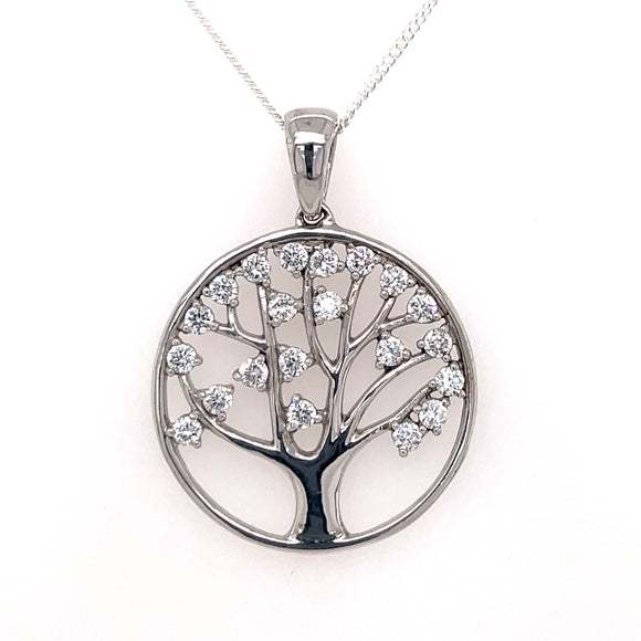 Sterling Silver  CZ Tree Of Life Pendant CSP741