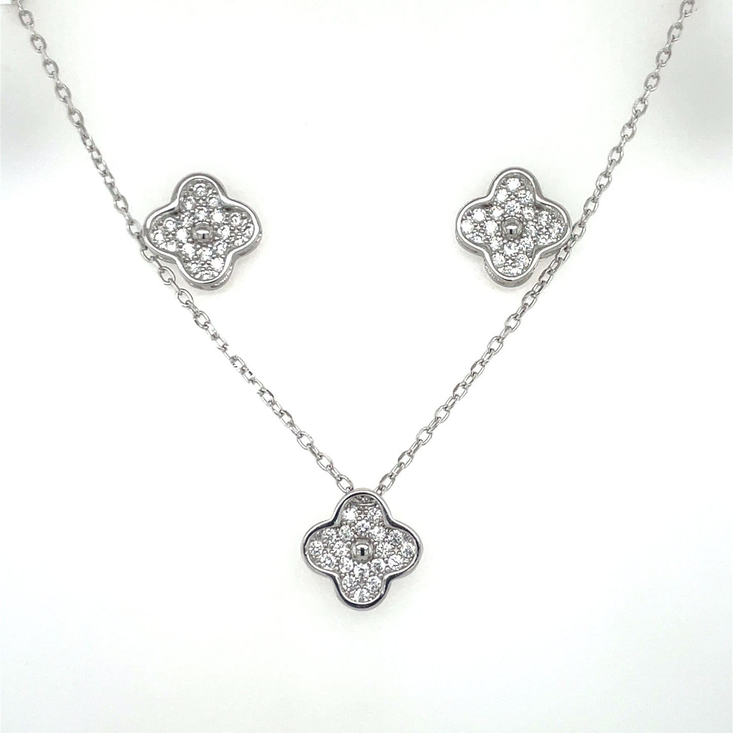 Sterling Silver CZ Pendant & Earring Set CSS337