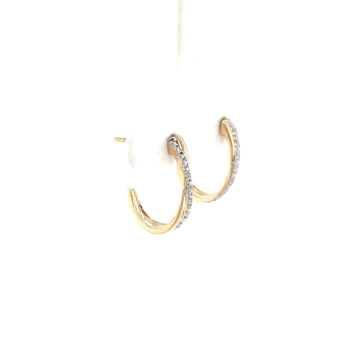 9ct Gold Diamond Crossover Half Hoop Earrings DE127