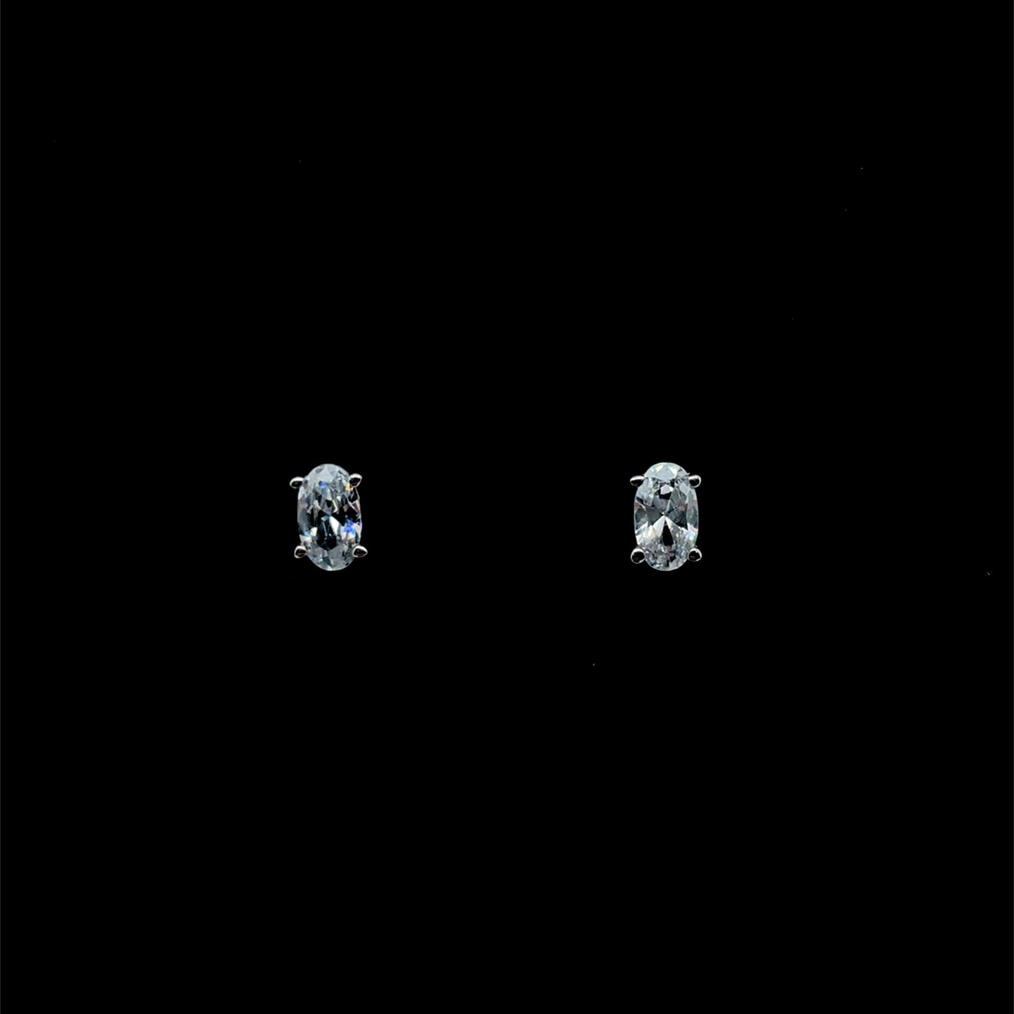 9ct White Gold Oval CZ Stud Earrings WEZ070