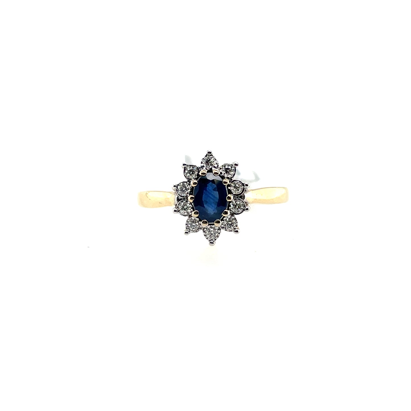 9ct Gold Real Sapphire & Diamond Cluster Ring GRS288