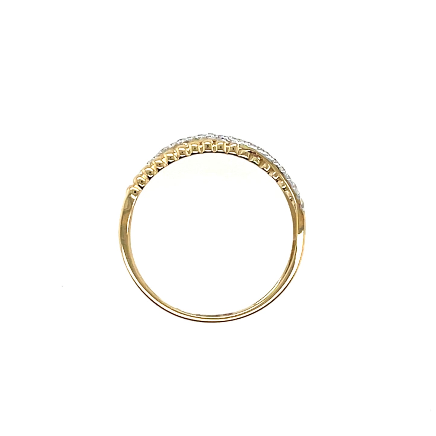 9ct Gold CZ Crossover Band Ring GRZ370