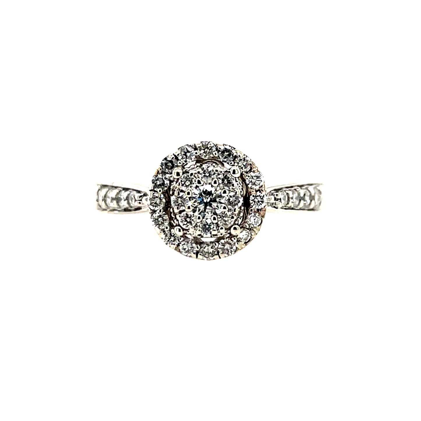 9ct White Gold Diamond 0.50ct Halo Ring Z066