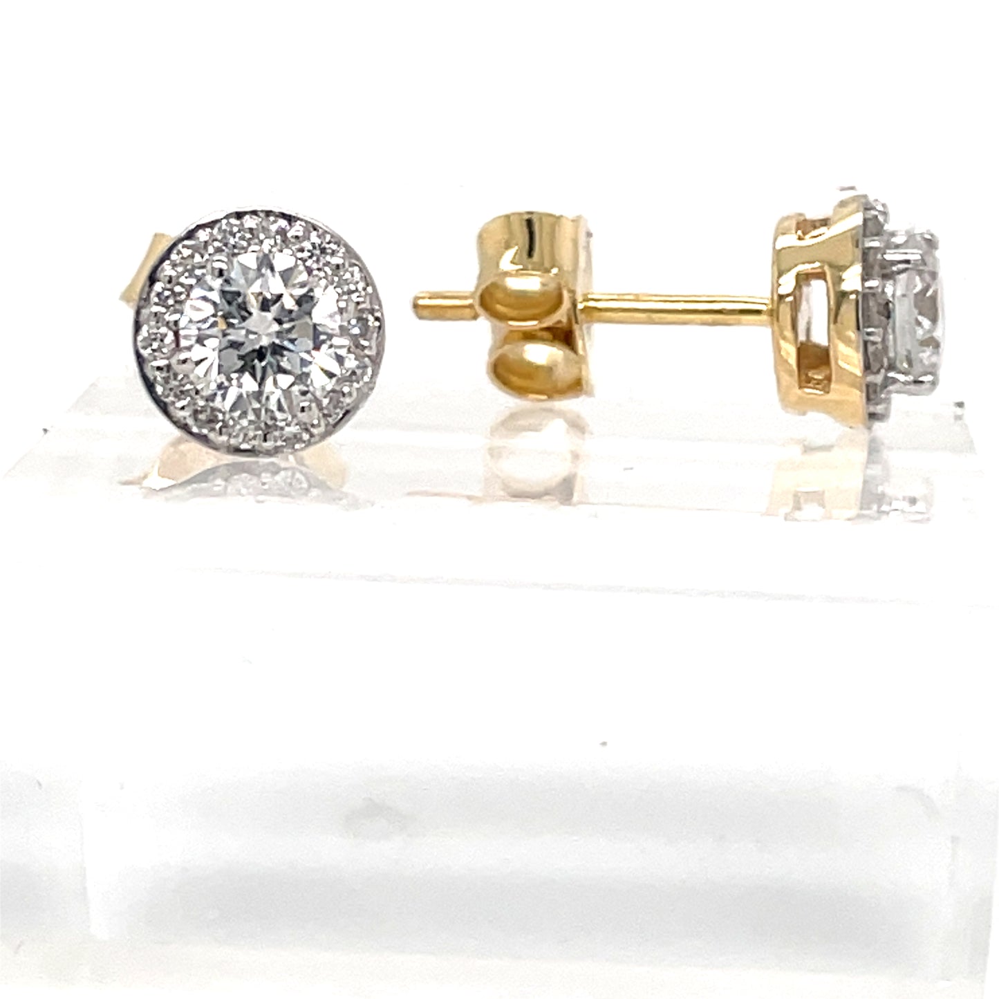 9ct Gold Lab Grown Diamond Round Halo Stud Earrings E-27