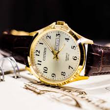Citizen Gold Day/Date Ladies Leather Watch EQ2002-07P