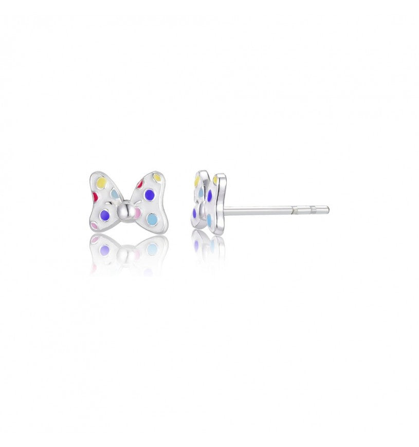 Disney Minnie Mouse Sterling Silver Polka Dot Bow Stud Earrings ES00107