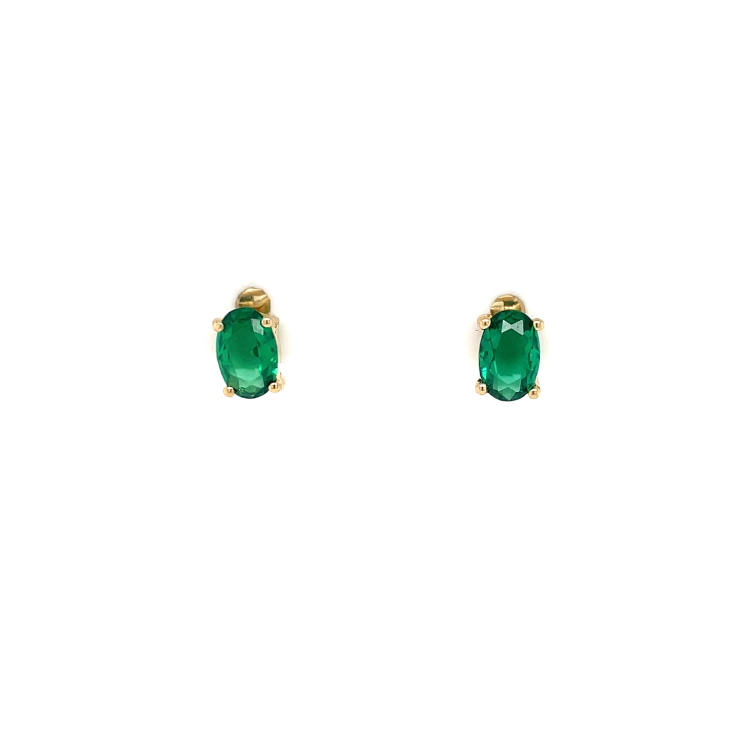 9ct Gold Green Oval Birthstone Stud Earrings GEE70