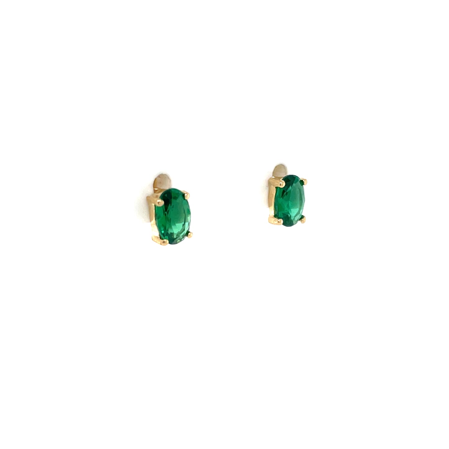 9ct Gold Green Oval Birthstone Stud Earrings GEE70