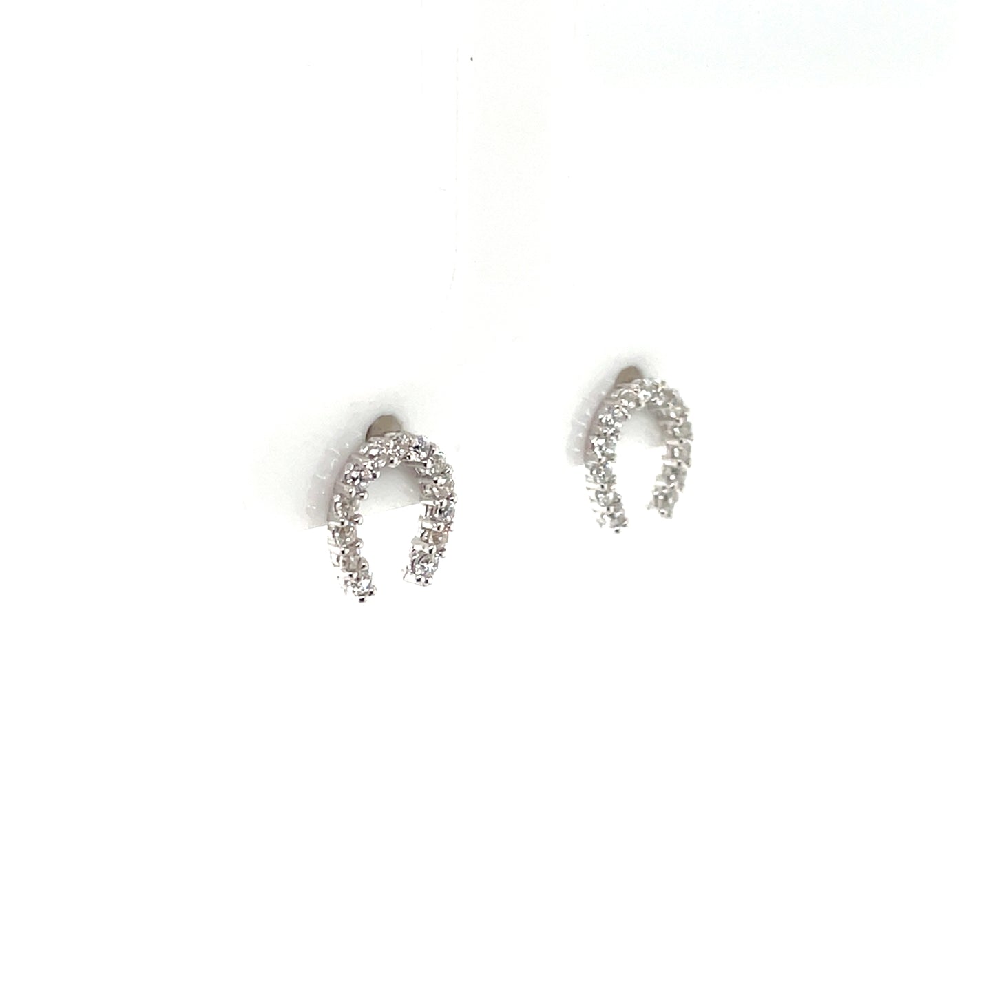9ct White Gold CZ Horseshoe Stud Earrings WEZ072