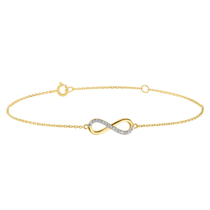 9ct Gold CZ Infinity Bracelet GB478