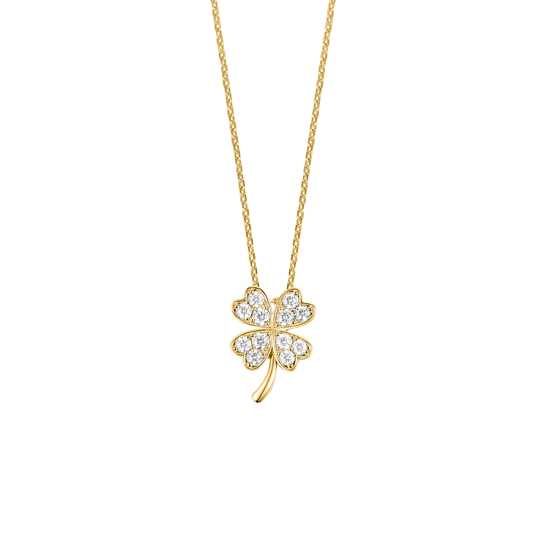 9ct Gold CZ Lucky Clover Pendant GPZ430