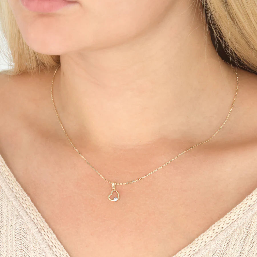9ct Gold CZ Heart Pendant GPZ460