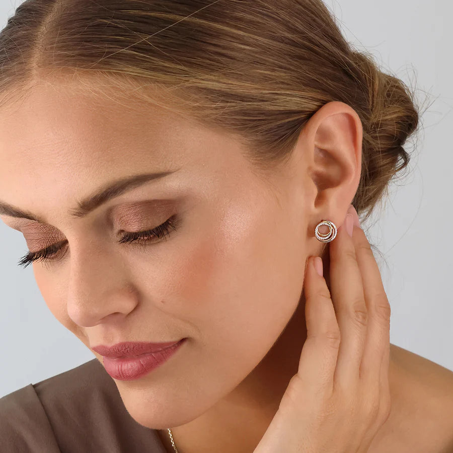 9ct Gold CZ Elora Three Colour Stud Earrings GEZ771